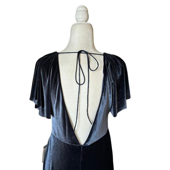 Jenny Yoo Ellis Velvet Maxi Dress Blue 10 NWT - Picture 6 of 10
